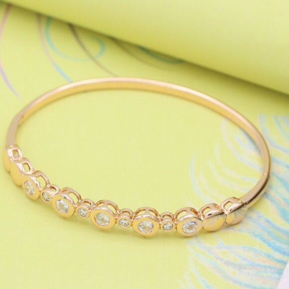 Elegant Rose Gold Bangle with Crystal Accents for Chic Style, XPBL0520 - Picture 2 of 12